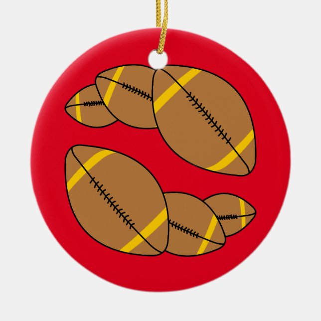 Drei Fußbälle Keramik Ornament (Vorne)