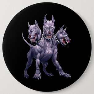 Drei gehackte Hunde Cerberus Button