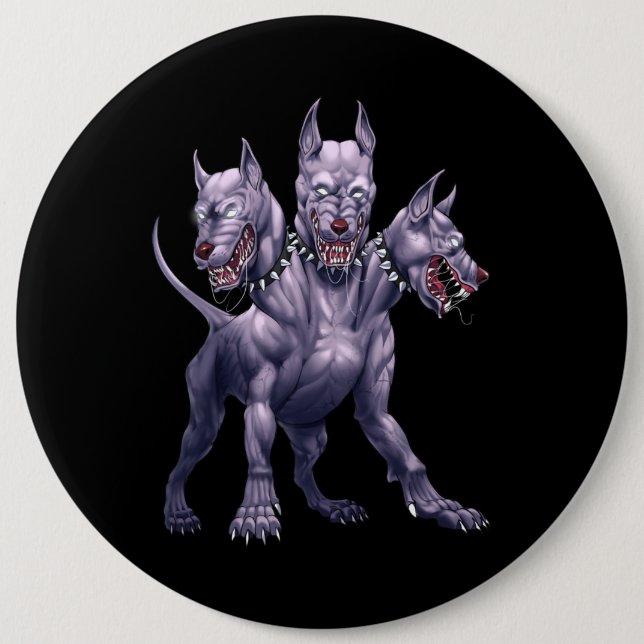 Drei gehackte Hunde Cerberus Button (Vorderseite)