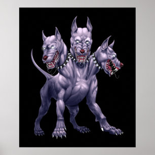 Drei gehackte Hunde Cerberus Poster