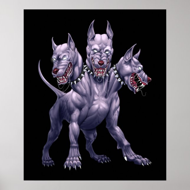 Drei gehackte Hunde Cerberus Poster (Vorne)