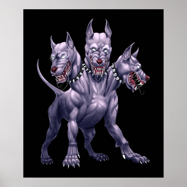 Drei gehackte Hunde Cerberus Poster (Vorne)