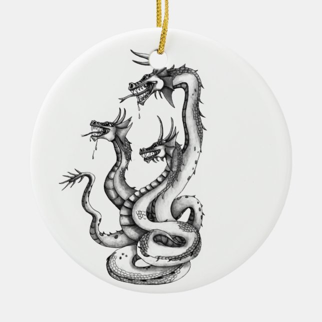 Drei gehärtete Hydra-Designs Keramik Ornament (Vorne)