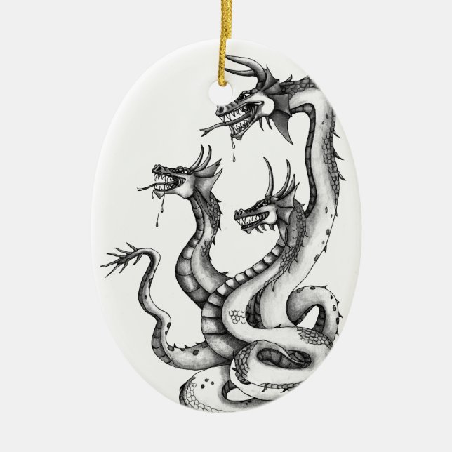 Drei gehärtete Hydra-Designs Keramik Ornament (Vorne)