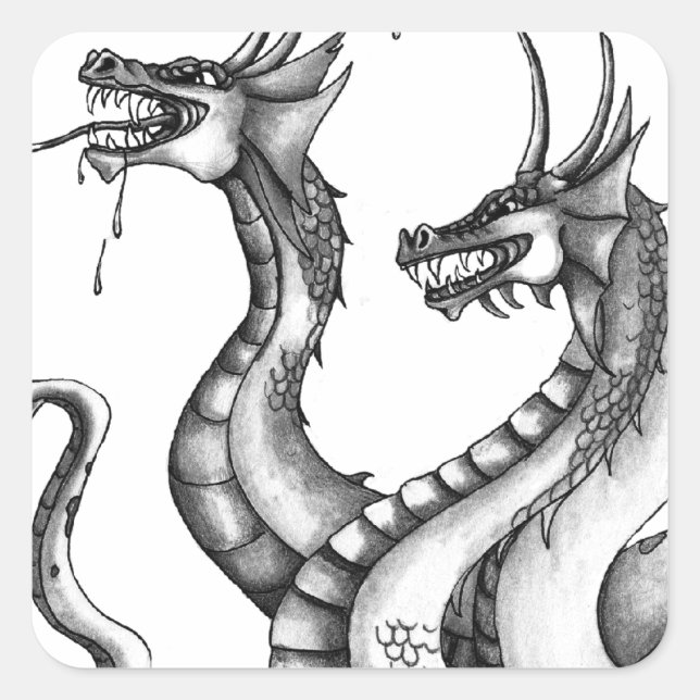 Drei gehärtete Hydra-Designs Quadratischer Aufkleber (Vorderseite)