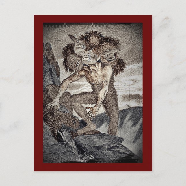 Drei geheuerte Monster Postkarte (Vorderseite)