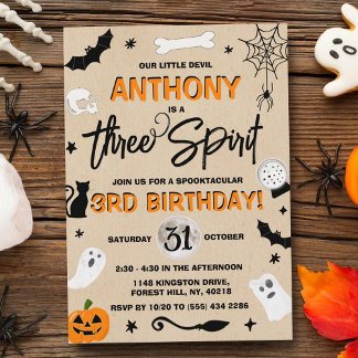 Drei Geist! Halloween 3. Geburtstag Einladung