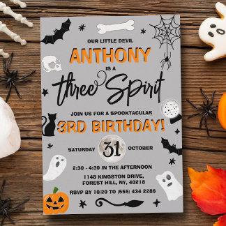 Drei Geist! Halloween 3. Geburtstag Einladung