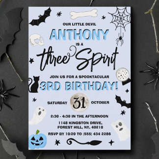Drei Geist! Jungs Halloween 3. Geburtstag Einladung