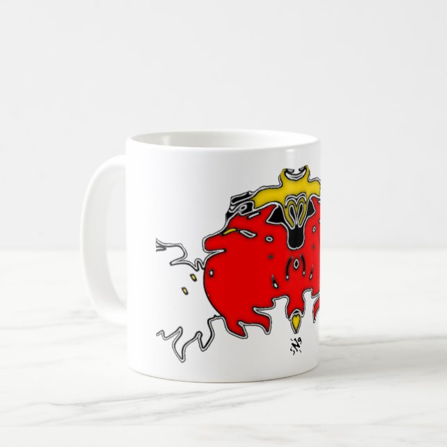 Drei Geister blühen (rot) Kaffeetasse (Vorderseite Links)