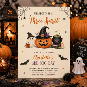 Drei Geister Süße Halloween-Geist 3. Geburtstag Einladung