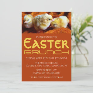 Drei gelbe Chips, Gelb & Orange Osterbrunch Ankündigung