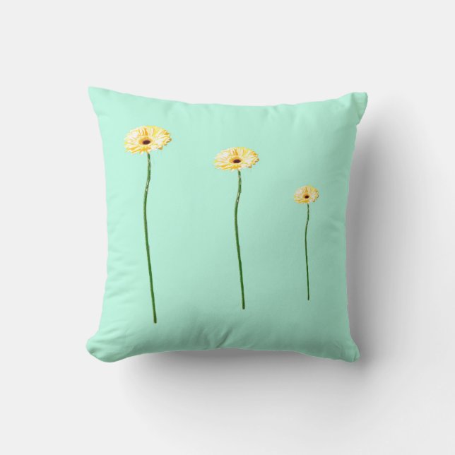Drei-Gelbe Gerbera-Blume Kissen (Vorderseite)