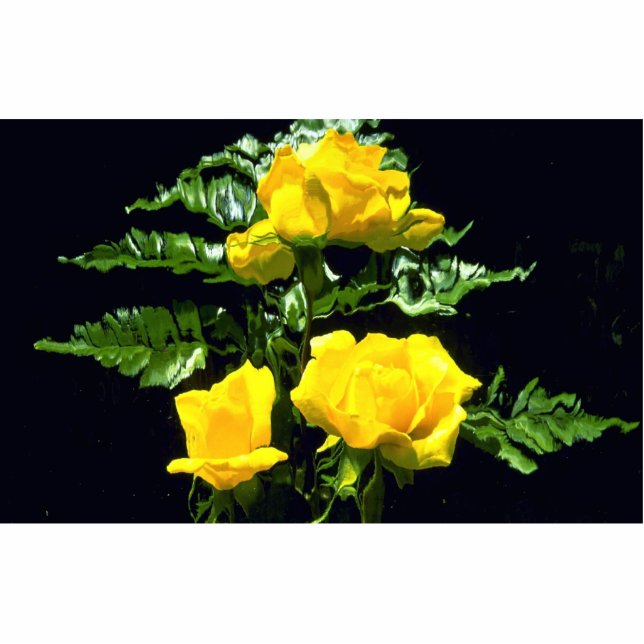 Drei gelbe Rosen Freistehende Fotoskulptur (Vorne)