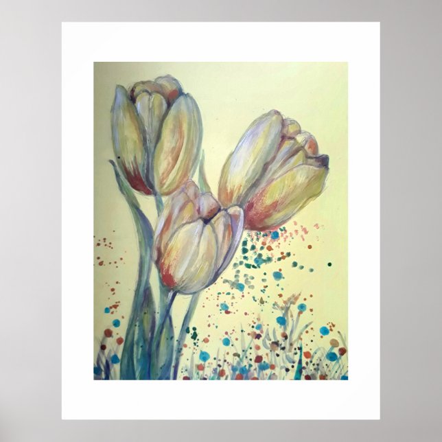 Drei gelbe Tulpen-Bouquet Poster (Vorne)
