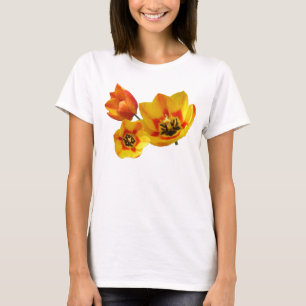 Drei gelbe und orangefarbene Tulpen Top-T - Shirt
