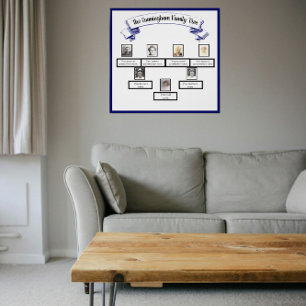 Drei Generationen Foto Family Tree Blue Ribbon Poster
