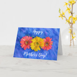 Drei Gerbera-Margeriten-Blumen Kunst Muttertag Karte