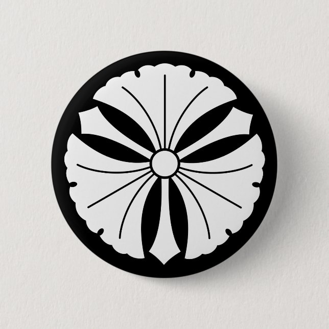 Drei Ginkgo-Blätter mit Schwertern Button (Vorderseite)