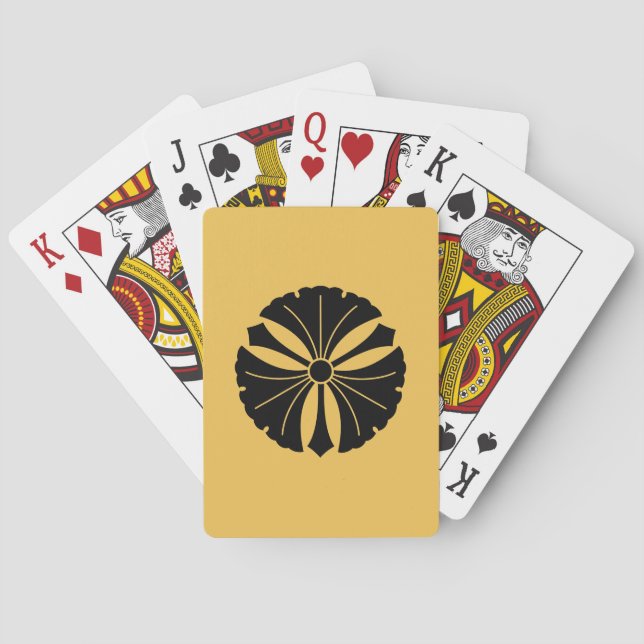 Drei Ginkgo-Blätter mit Schwertern Spielkarten (Rückseite)
