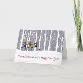 Drei Girls, die mit der Inside Message Card laufen Karte