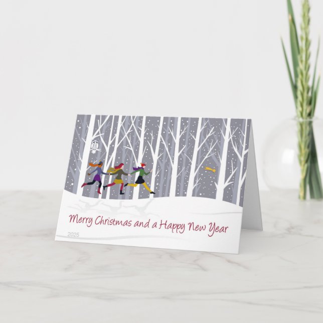 Drei Girls, die mit der Inside Message Card laufen Karte (Vorderseite)