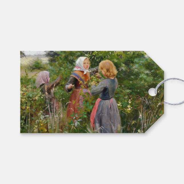 Drei Girls Picking BlackBerry (von Brendekilde) Geschenkanhänger (Vorderseite (Horizontal))