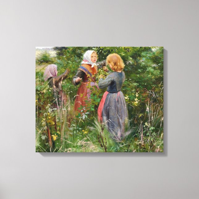 Drei Girls Picking BlackBerry (von Brendekilde) Leinwanddruck (Vorderseite)