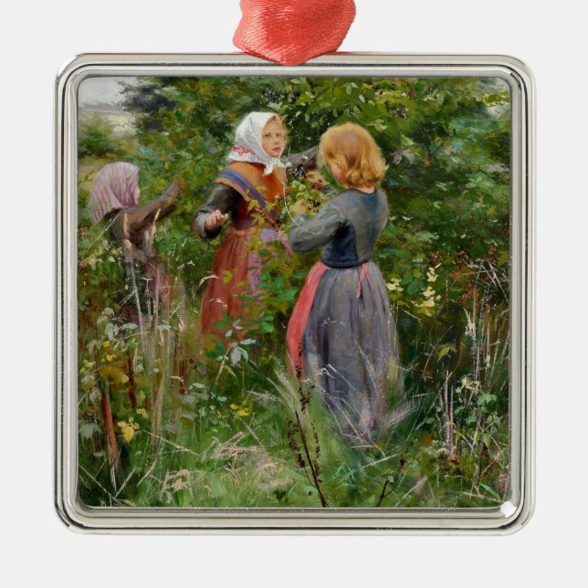 Drei Girls Picking BlackBerry (von Brendekilde) Ornament Aus Metall (Vorne)