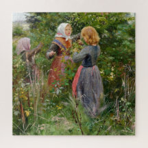 Drei Girls Picking BlackBerry (von Brendekilde)