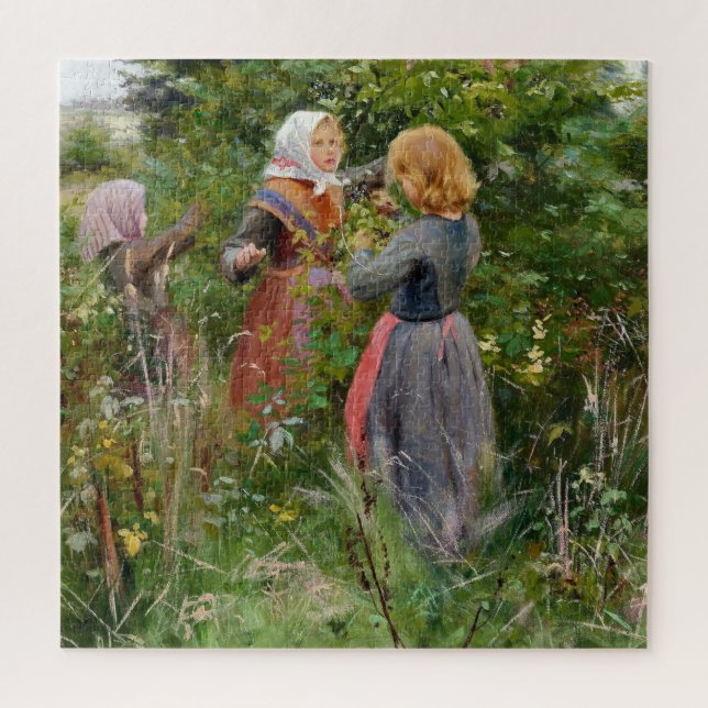 Drei Girls Picking BlackBerry (von Brendekilde) Puzzle (Vertikal)