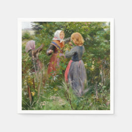 Drei Girls Picking BlackBerry (von Brendekilde) Serviette