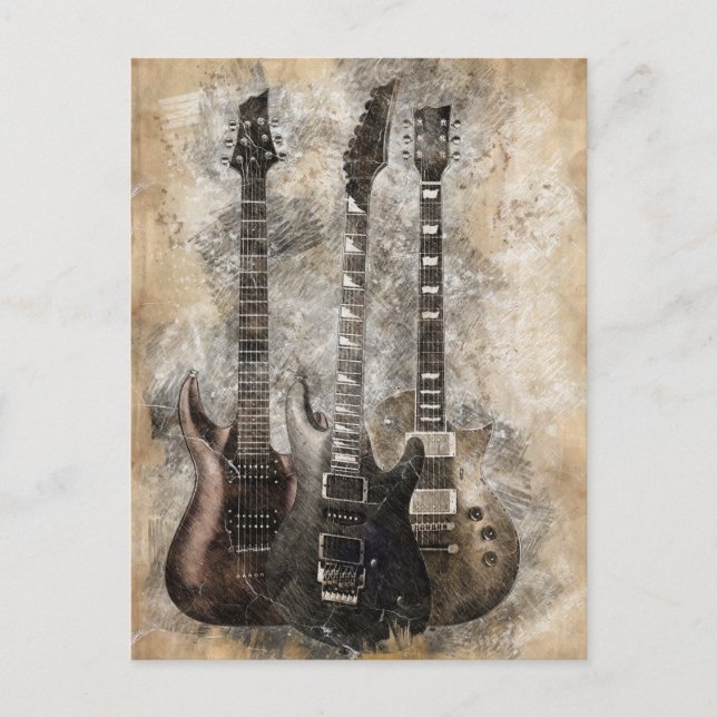 Drei Gitarren Postkarte (Vorderseite)