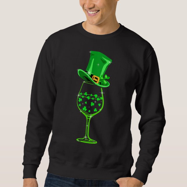 Drei Gläser Kleeblatt Wine St Patrick's Day Sweatshirt (Vorderseite)