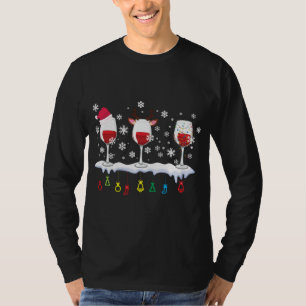 Drei Gläser Wein Weihnachtsmannmütze Weihnachten t T-Shirt