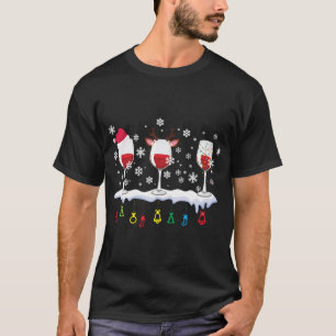 Drei Gläser Wein Weihnachtsmannmütze Weihnachten t T-Shirt
