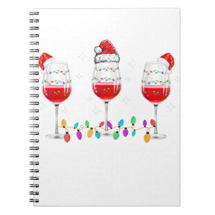Drei Gläser Weinweihnachtsbeleuchtung Weihnachtsma Notizblock