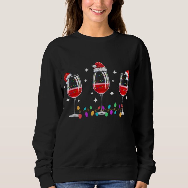 Drei Gläser Weinweihnachtsbeleuchtung Weihnachtsma Sweatshirt (Vorderseite)