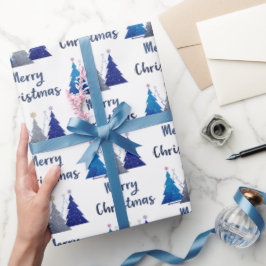 Drei Glitzer Weihnachtsbaum mit Stern-Merry Geschenkpapier