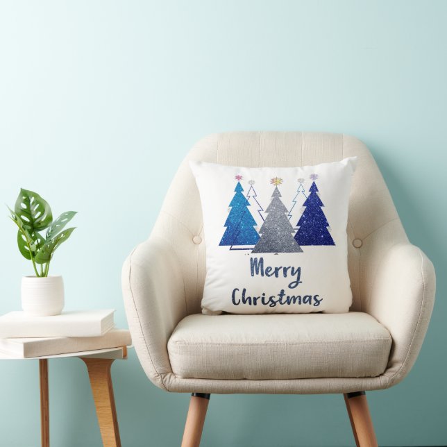 Drei Glitzer Weihnachtsbaum mit Stern-Merry Kissen (Stuhl )