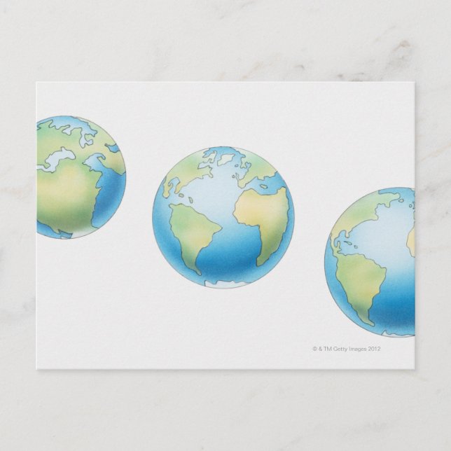 Drei Globes Postkarte (Vorderseite)