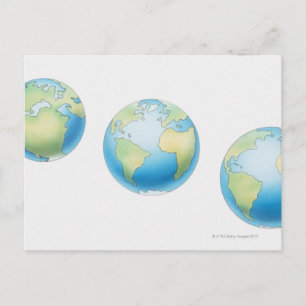 Drei Globes Postkarte