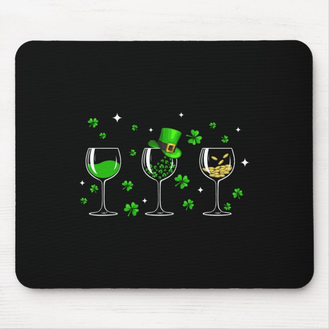 Drei Glöckchen Clover Kleeblatt St Patrick Day Iri Mousepad (Vorne)