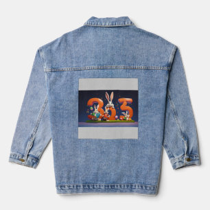 Drei glückliche Hasen halten die Zahl 3 Jeansjacke