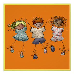 Drei glückliche Kinder auf einem Poster