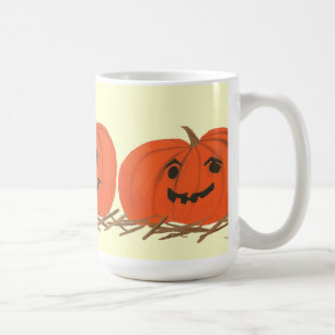 Drei glückliche Pumpkins in Hay Halloween-Tasse Kaffeetasse