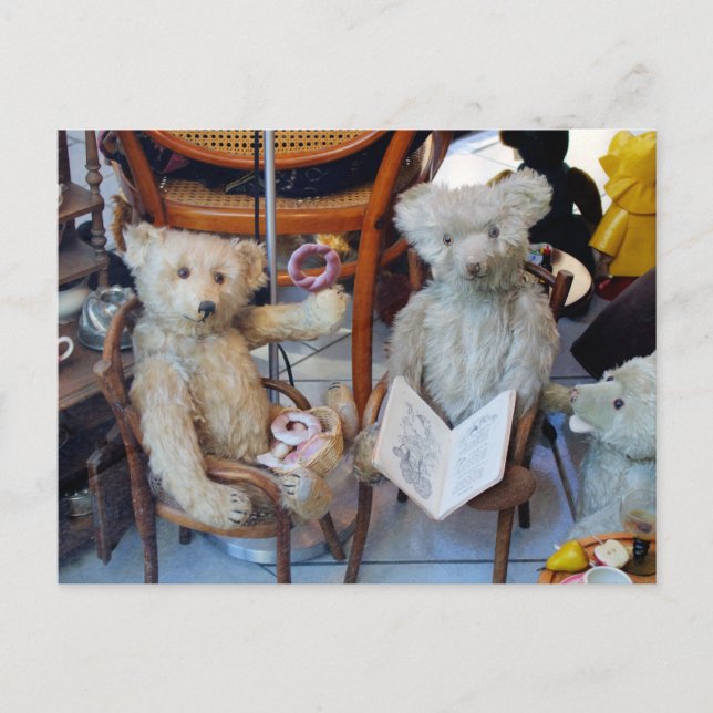 Drei glückliche Teddybären Postkarte (Vorderseite)