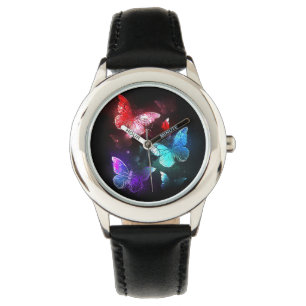 Drei glühende Schmetterlinge im Hintergrund Armbanduhr
