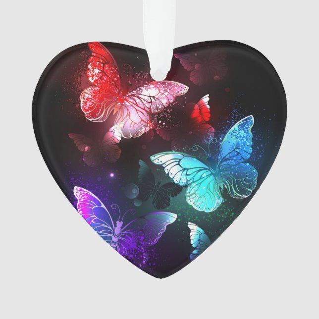 Drei glühende Schmetterlinge im Hintergrund Ornament (Vorderseite)