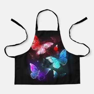 Drei glühende Schmetterlinge im Hintergrund Schürze